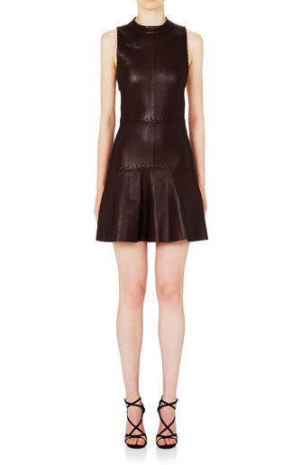Jane Fonda Leather Mini Dress - Burgundy The Annex Jane Fonda Leather Mini Dress - Burgundy The Annex