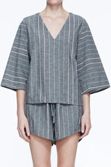 Flared Sleeve Top - Charcoal