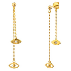 Evil Eye Drop Earrings - Yellow Gold
