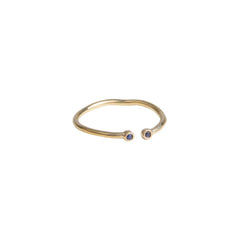 Blue Sapphire Huggie Ring - Gold