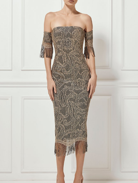 misha collection gold dress Misha Collection Costantina Satin Gown in Soft Gold Rent a Dress