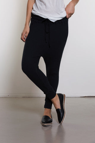 Waffle Slouch Pant - Black