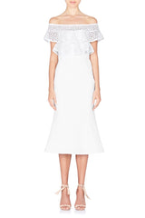 Farina Flare Midi Dress - White