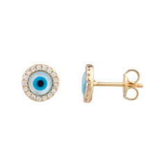 Lilian Pave Studs - Yellow Gold