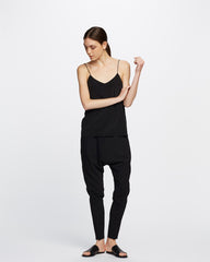 Eva V Neck Satin Cami - Black