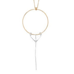 Big Circle and V Drop Nacklace - Gold and Silver