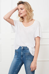 Deep V Neck T-Shirt - White